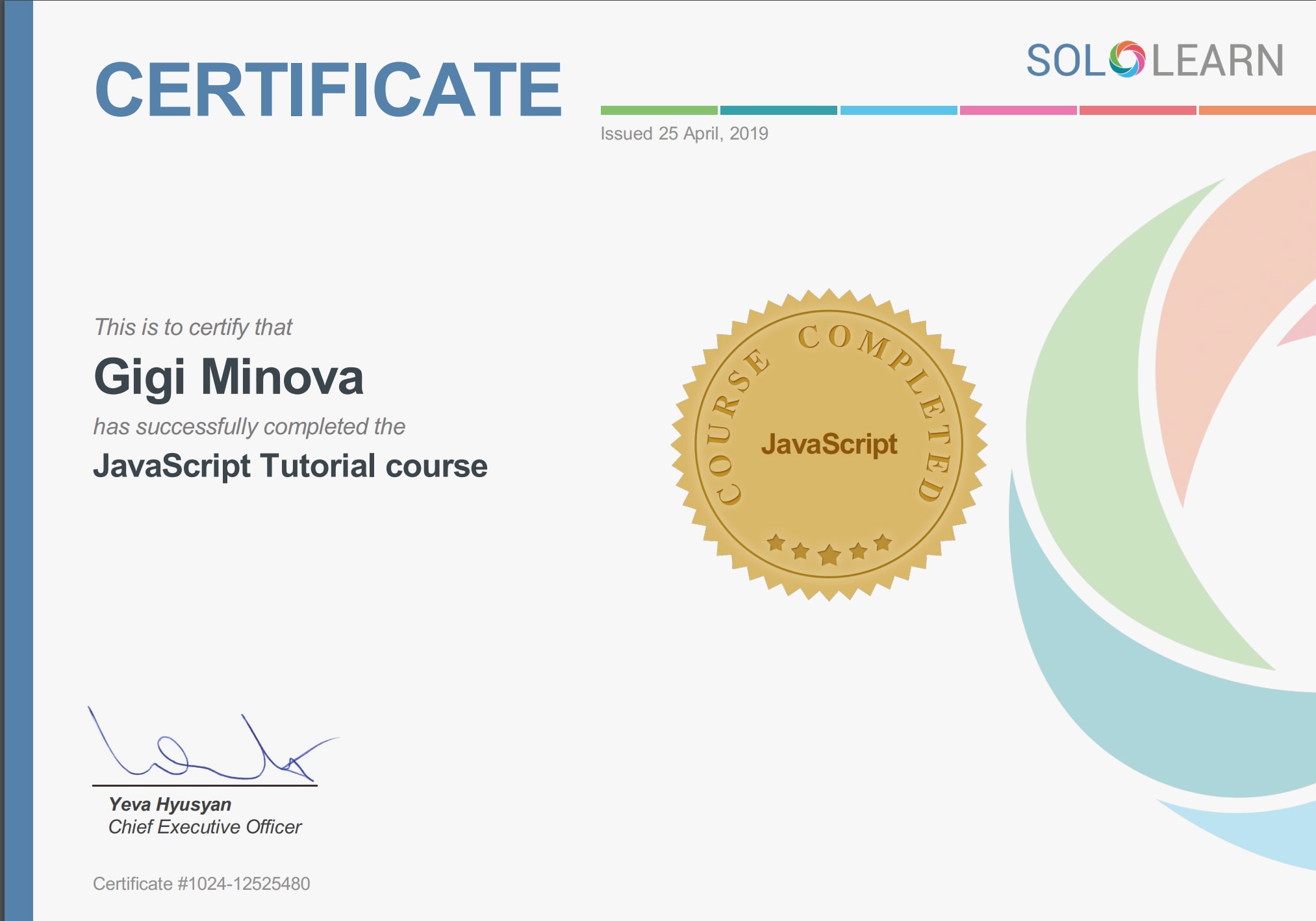 javascript certificate